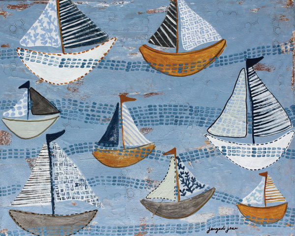 Light Blue Boats (16 x 20) 00013