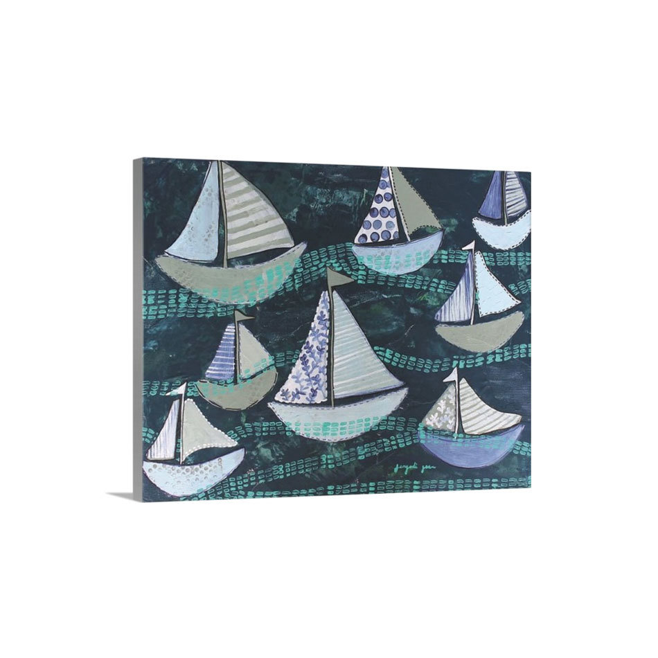 Navy Sailboats Canvas Reproduction (16 x 20) 00018