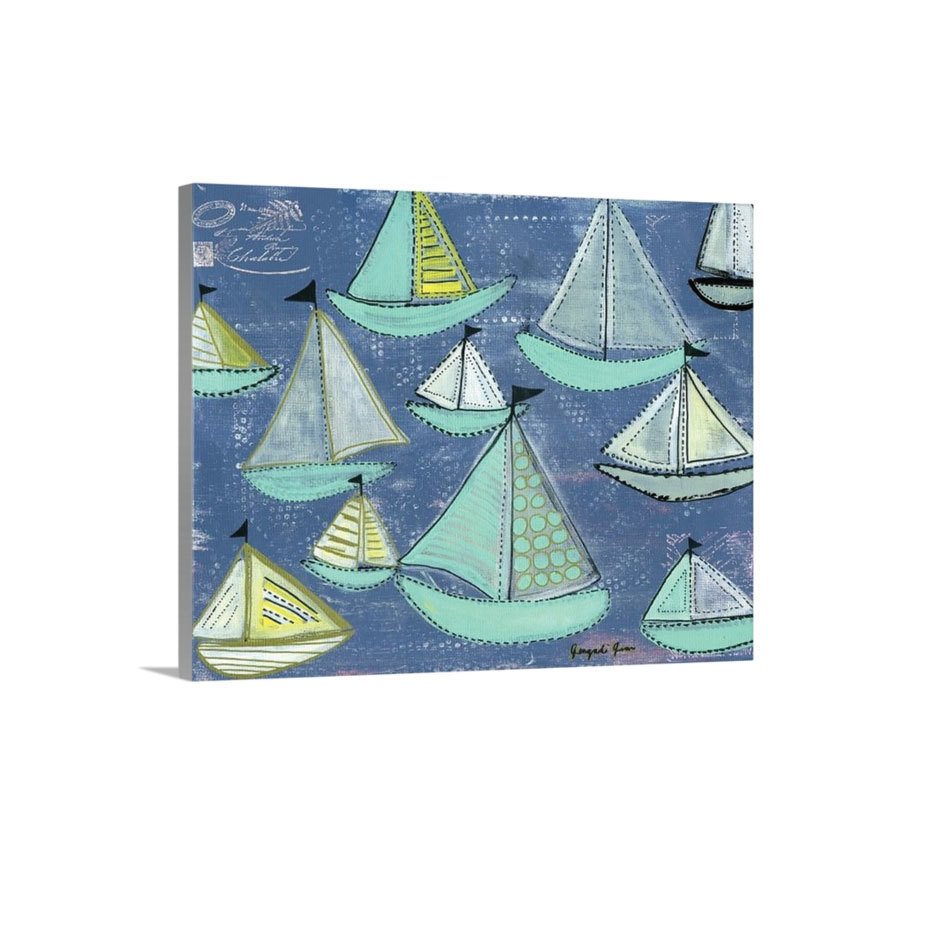 Seafoam Blue Sailboats Canvas Reproduction (16 x 20) 00020