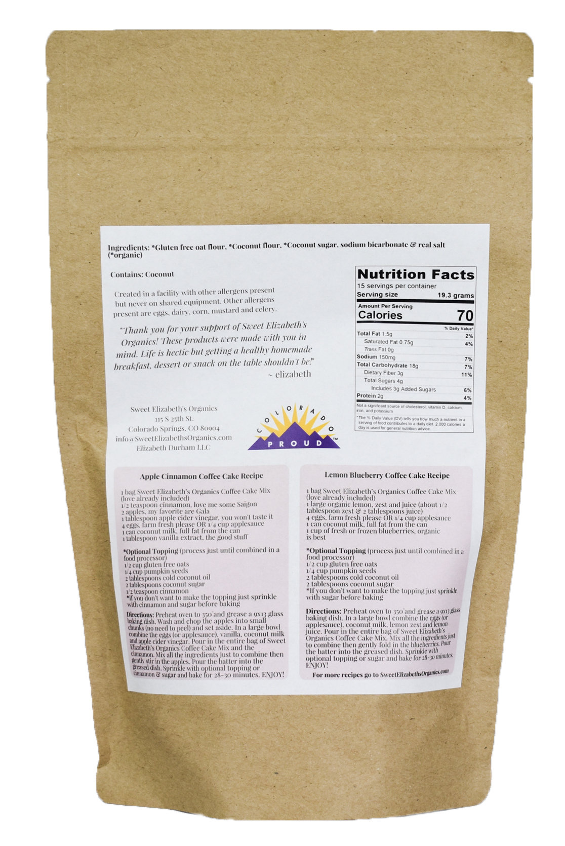 Directions and Nutrition Facts