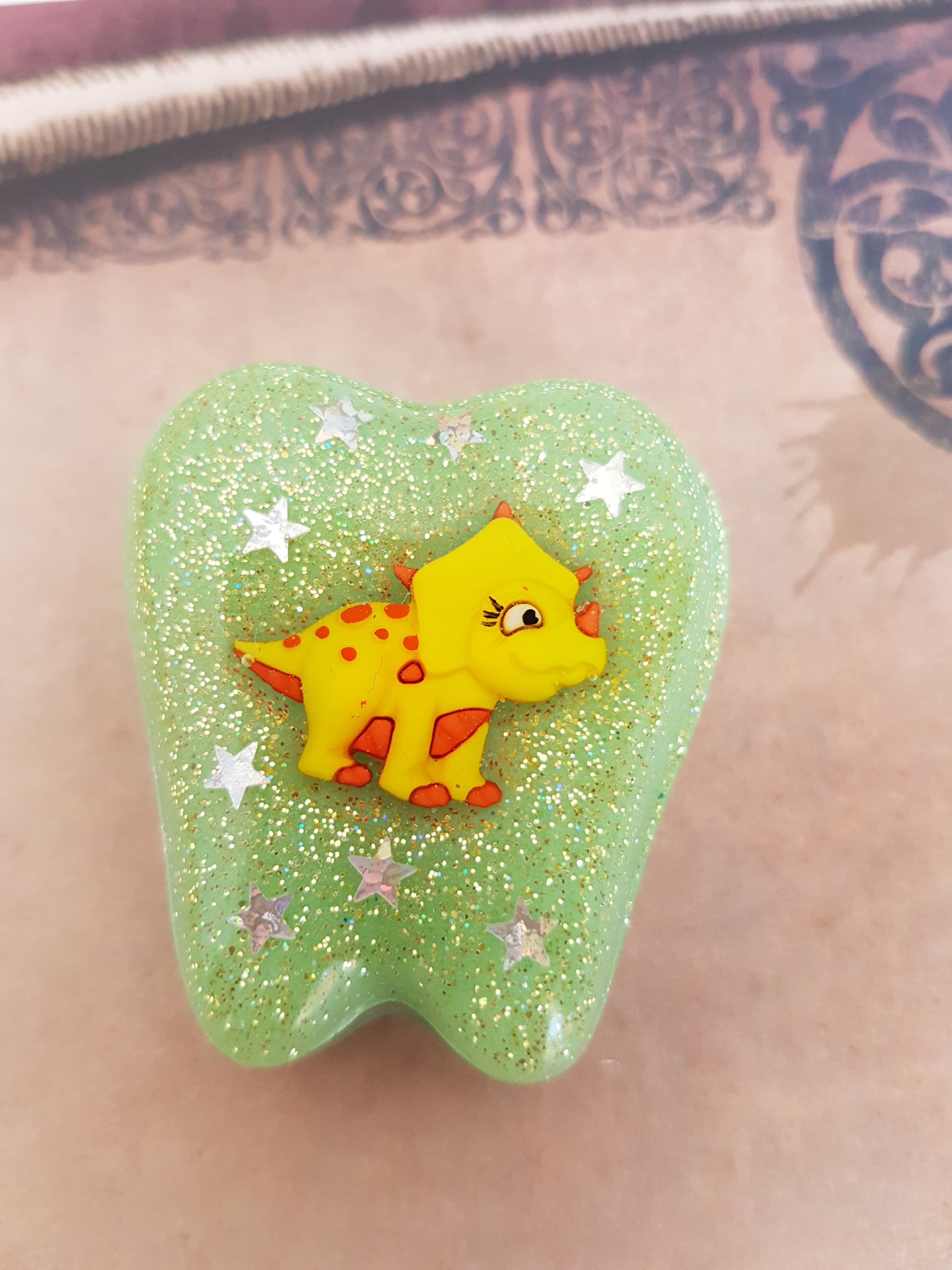 Yellow Dinosaur Tooth Fairy Box 00251