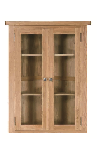 Regent Oak 2 Glass Door Corner Dresser Top