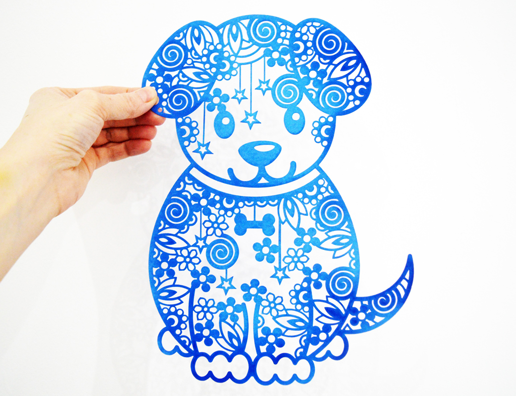 Dog Paper Cut SVG DXF EPS Files And PDF PNG Printable