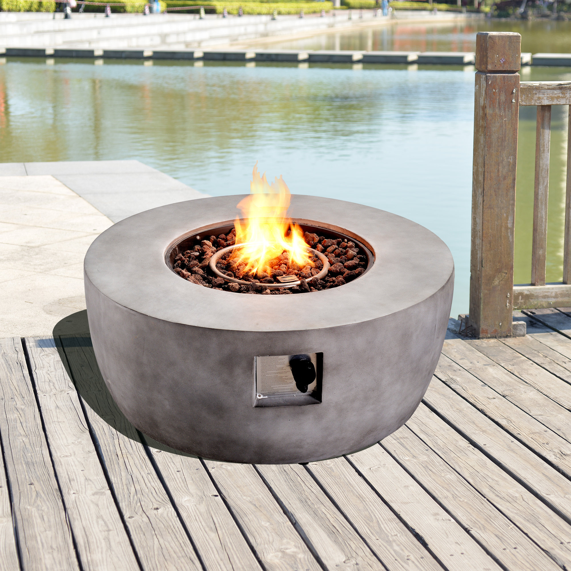 Lpg Round Stone Gas Fire Pit Firewood Coal Suppliers