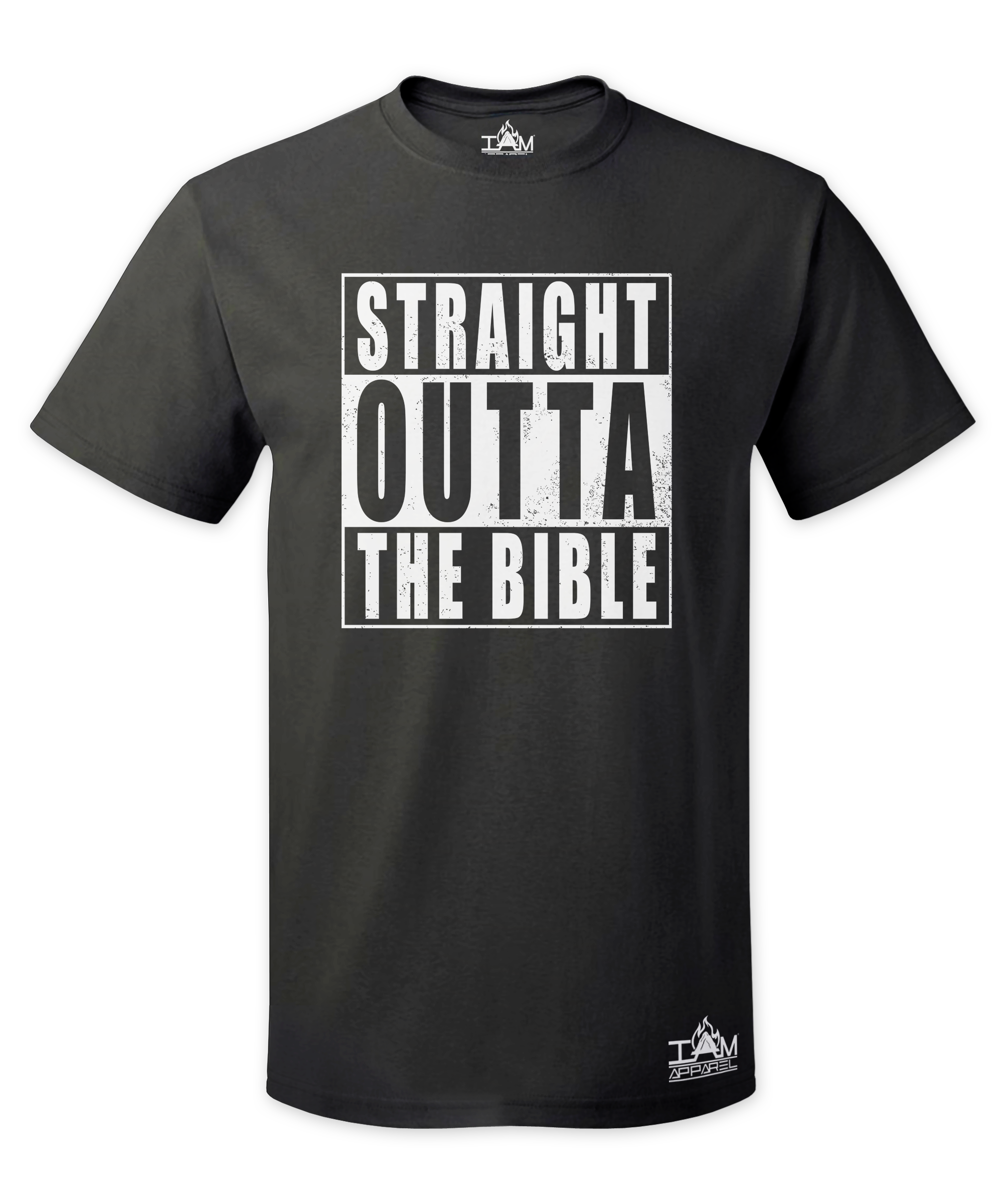 Men's "Straight Outta the Bible" Short Sleeved Black T-shirt 00049