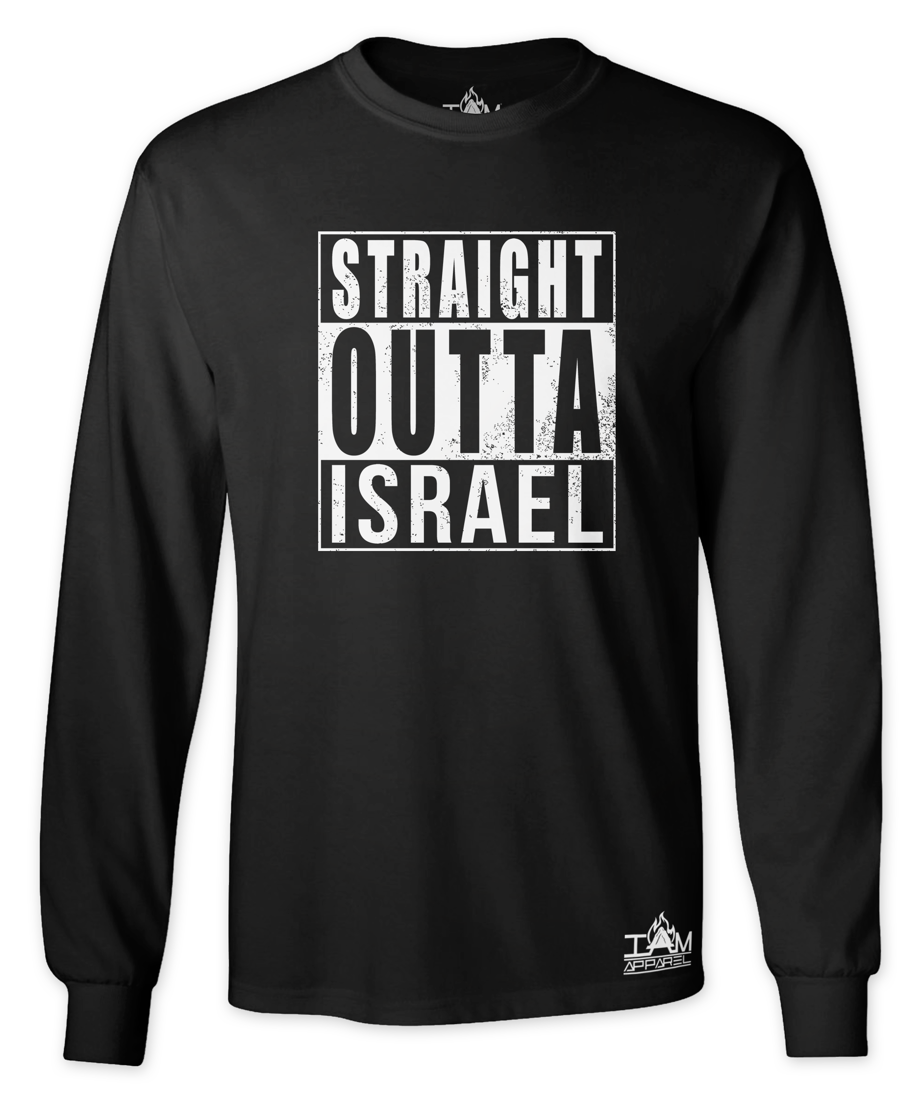 Men's "Straight Outta Israel" Long Sleeved Black T-shirt 00118