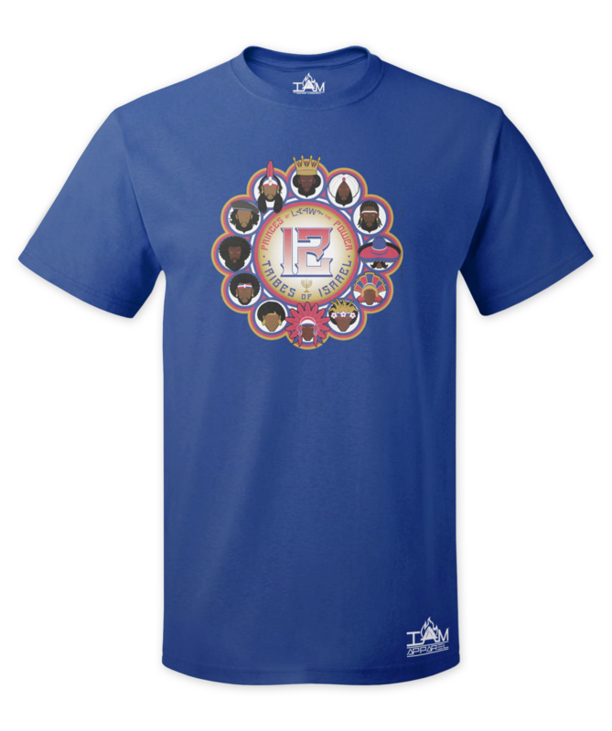 12 Tribes Image Man's Short Sleeved Blue T-shirt