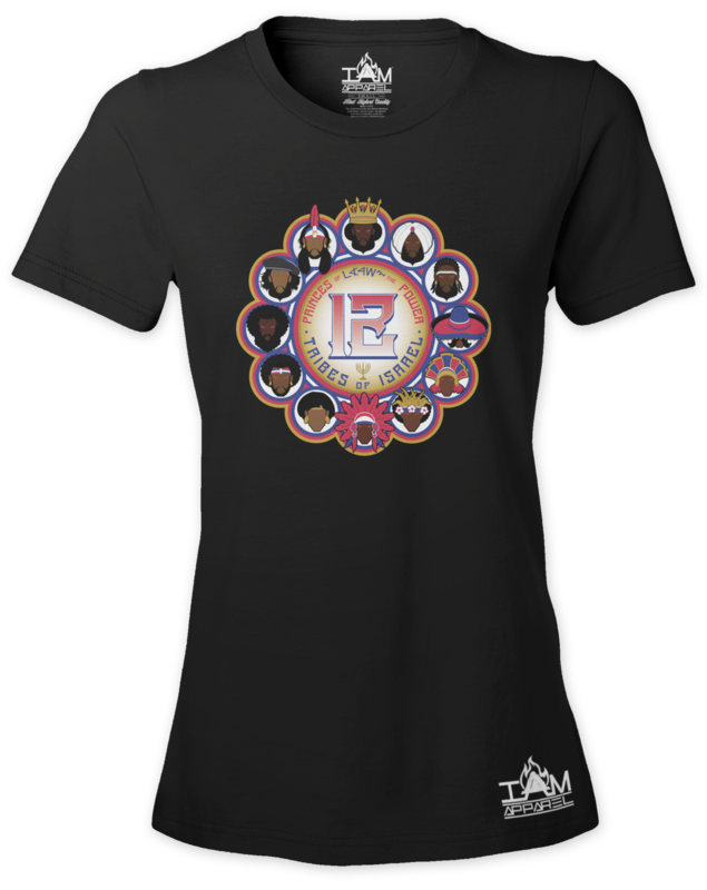 12 Tribes Image Woman's Short Sleeved Black T-shirt