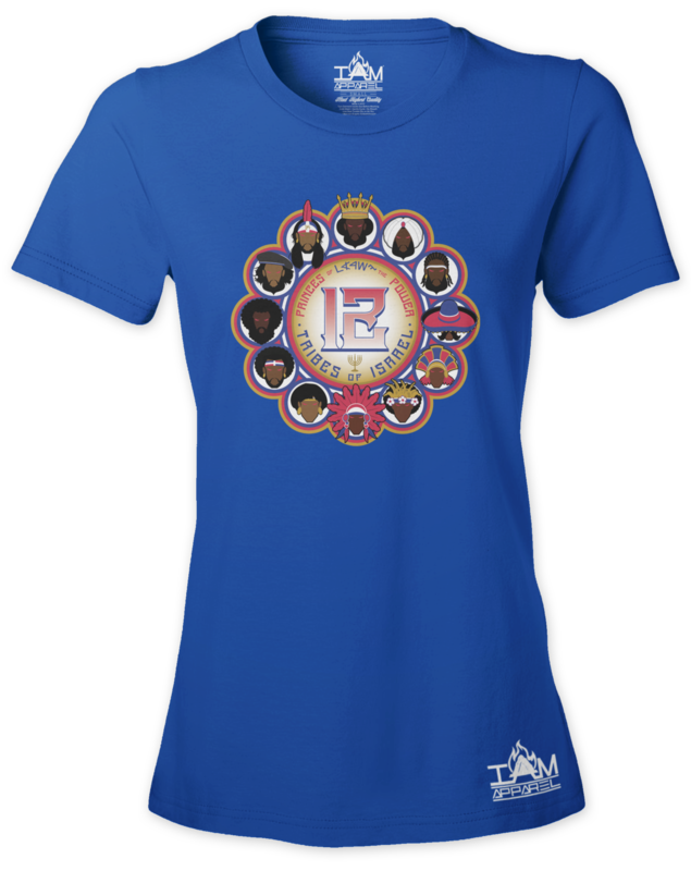 12 Tribes Image Woman's Short Sleeved Blue T-shirt