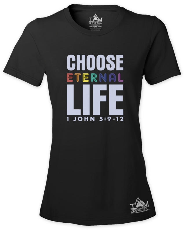 GOCC Women's Short Sleeved Choose Eternal Life Black T-shirt