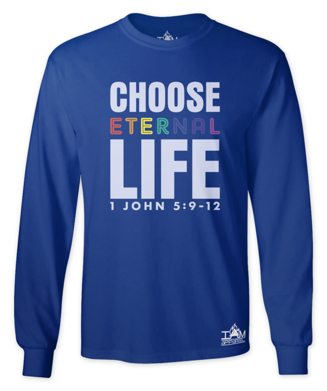GOCC Men's "Choose Eternal Life" Long Sleeved Blue T-shirt