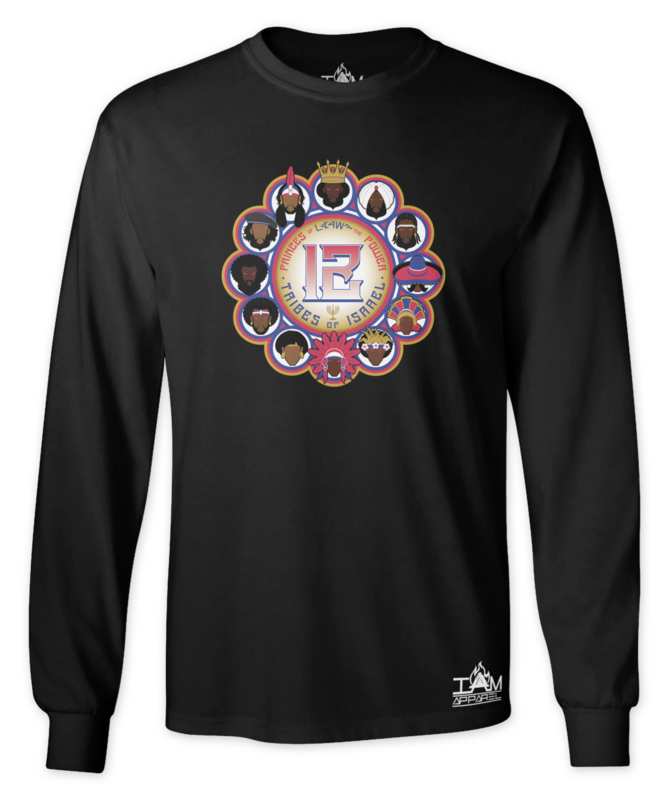 GOCC Men's "12 Tribes of Israel" Long Sleeved Black T-shirt