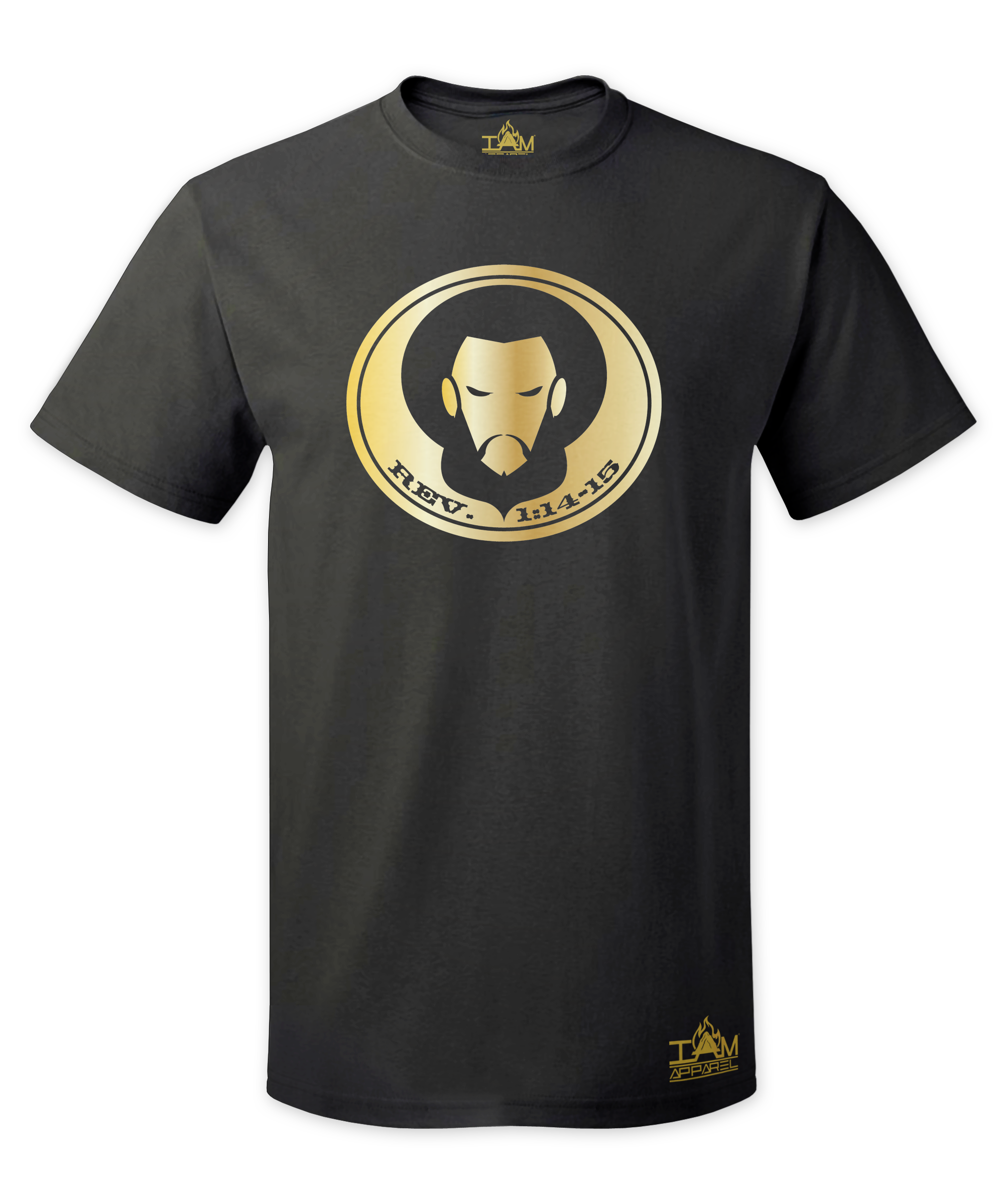 Men's GOLDEN SERIES Short Sleeved with image of Christ Black T-Shirt 00127