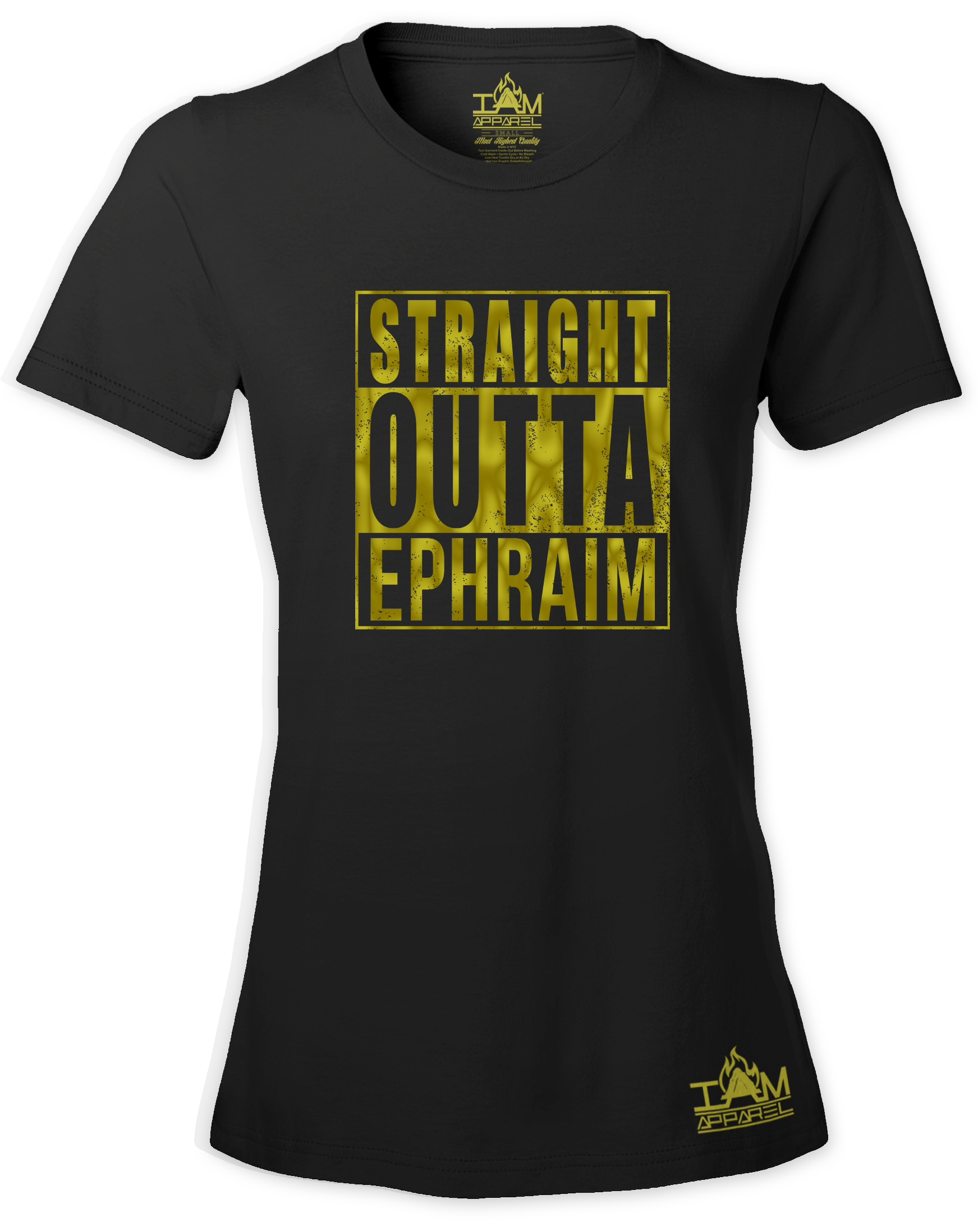 Women's GOLDEN SERIES "Straight Outta <Tribe Name> Black Short Sleeved T-shirt