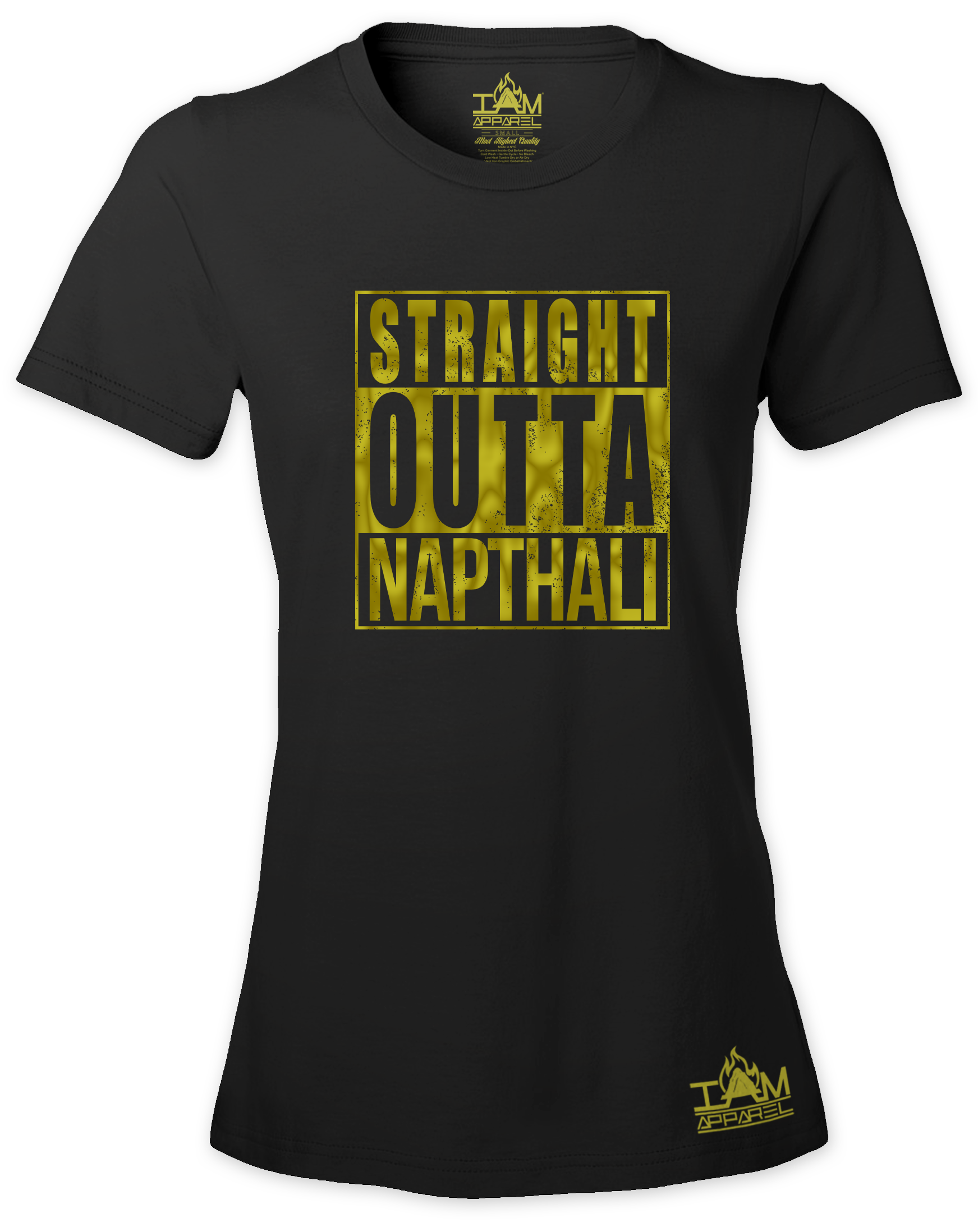 Women's GOLDEN SERIES "Straight Outta <Tribe Name> Black Short Sleeved T-shirt