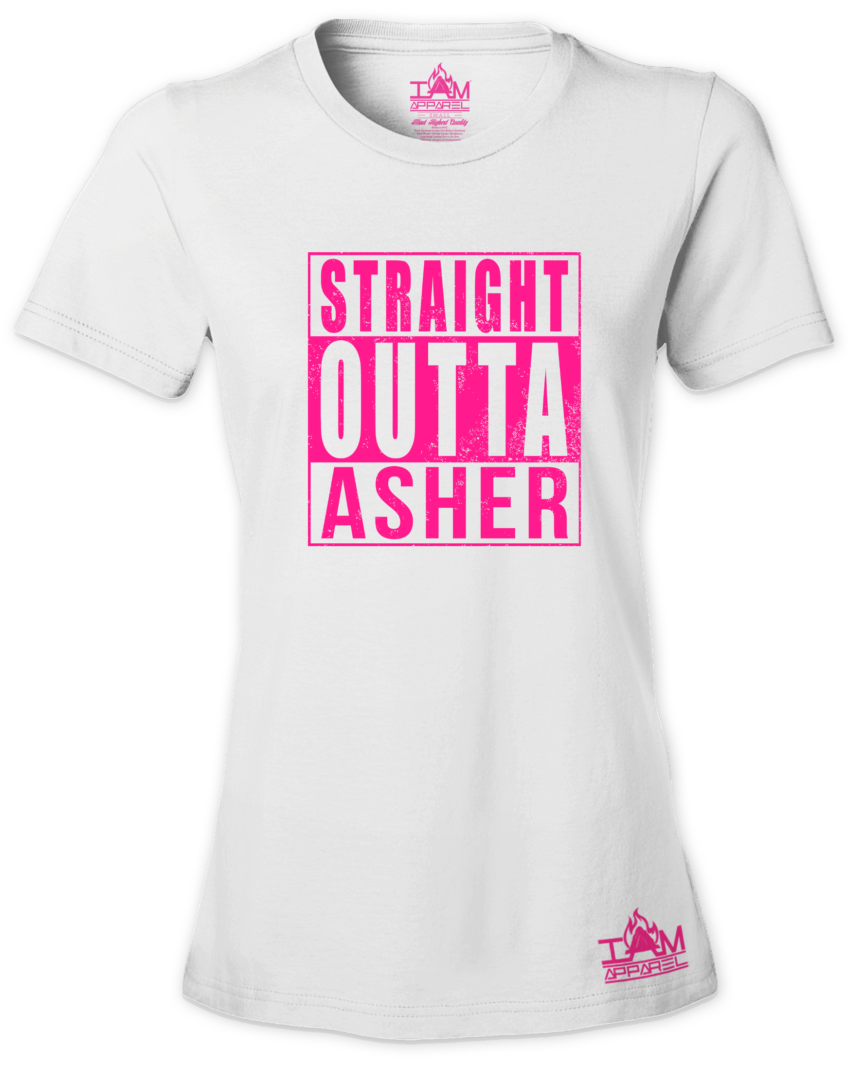 Women's HOT PINK SERIES "Straight Outta <Tribe Name> Black Short Sleeved T-shirt