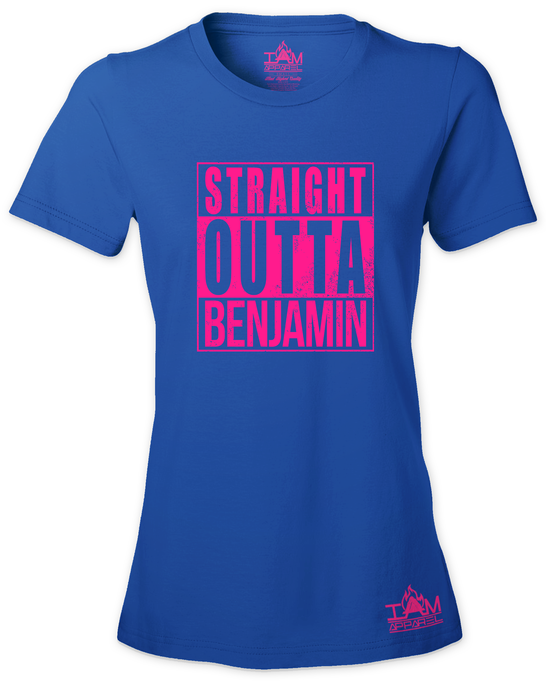 Women's HOT PINK SERIES "Straight Outta <Tribe Name> Black Short Sleeved T-shirt