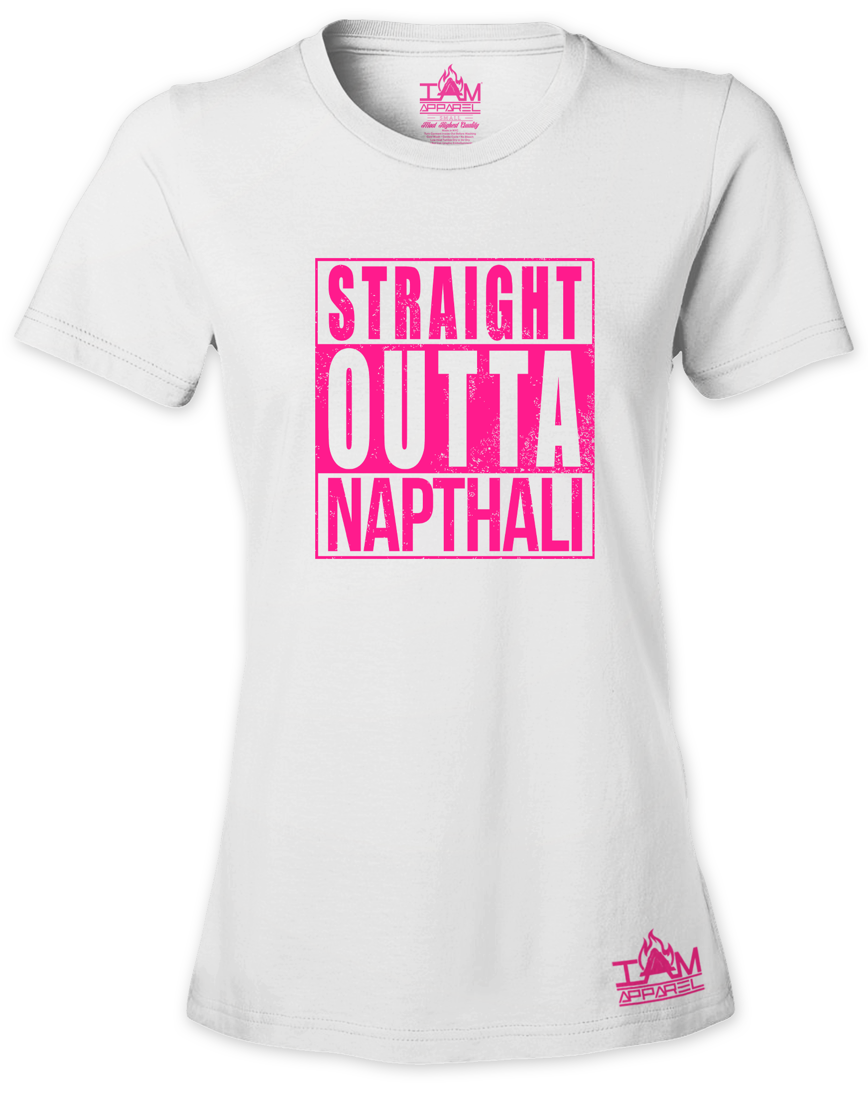 Women's HOT PINK SERIES "Straight Outta <Tribe Name> Black Short Sleeved T-shirt