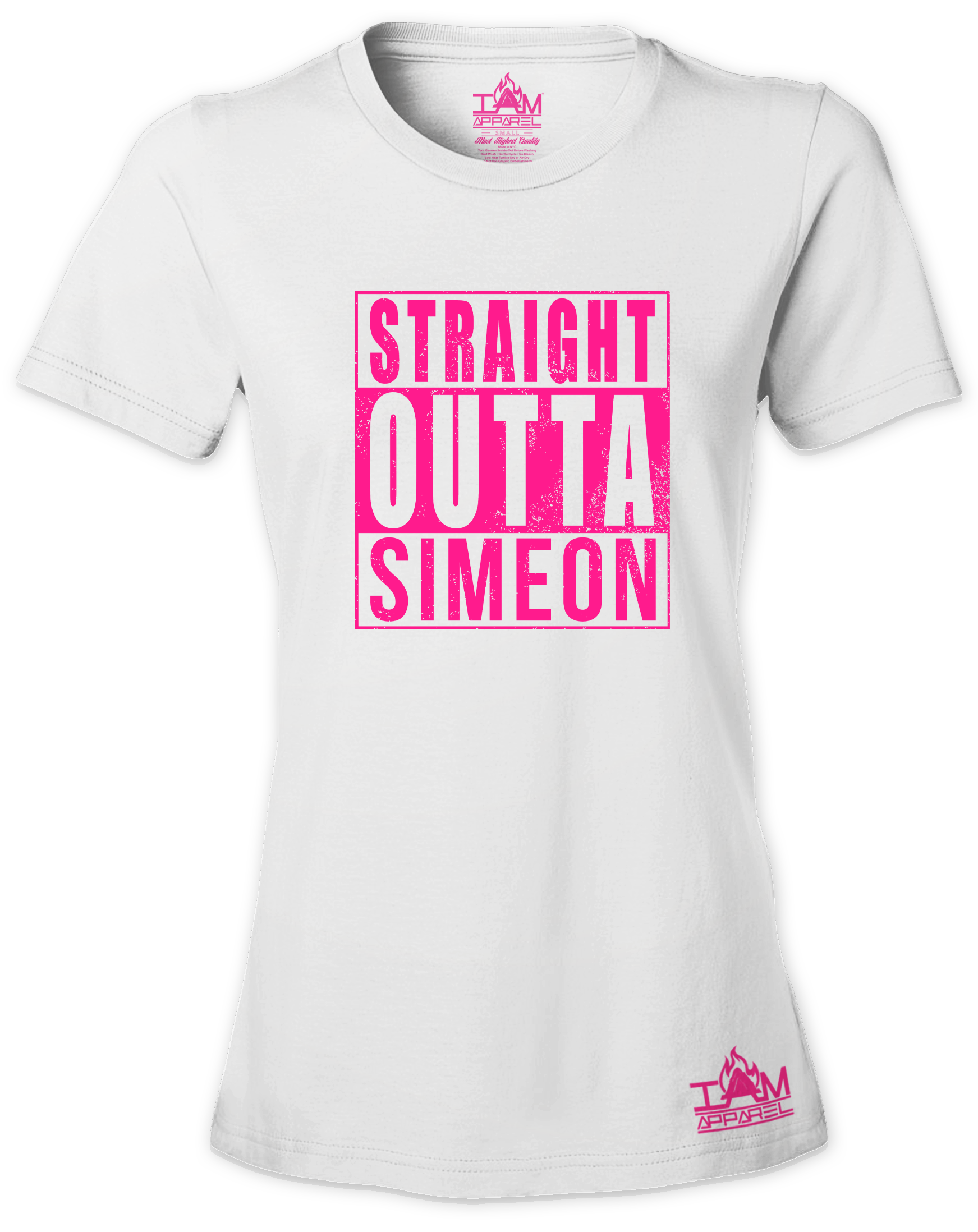 Women's HOT PINK SERIES "Straight Outta <Tribe Name> Black Short Sleeved T-shirt