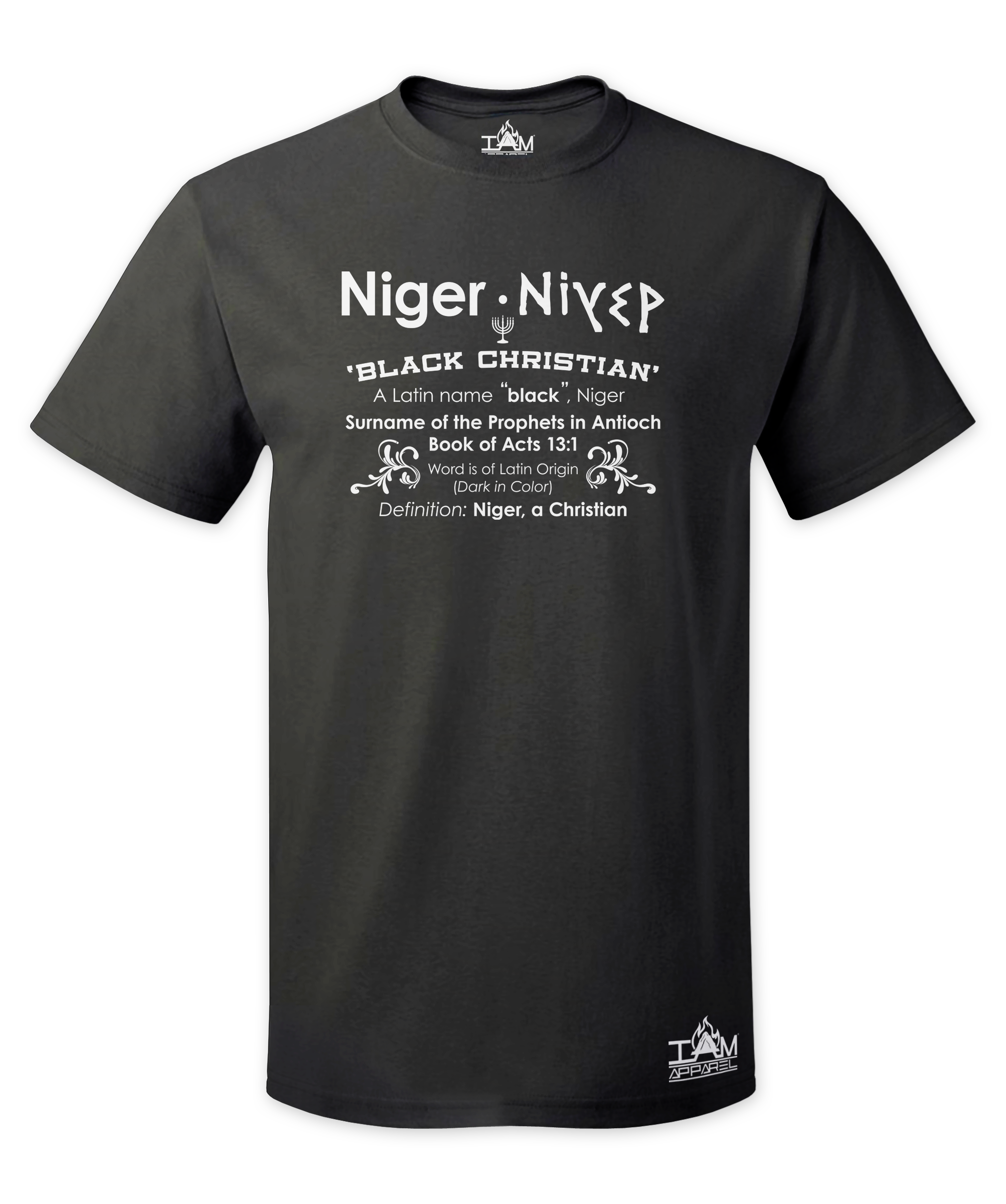 Men's Short Sleeved Niger Acts13:1 Black T-Shirt 00181