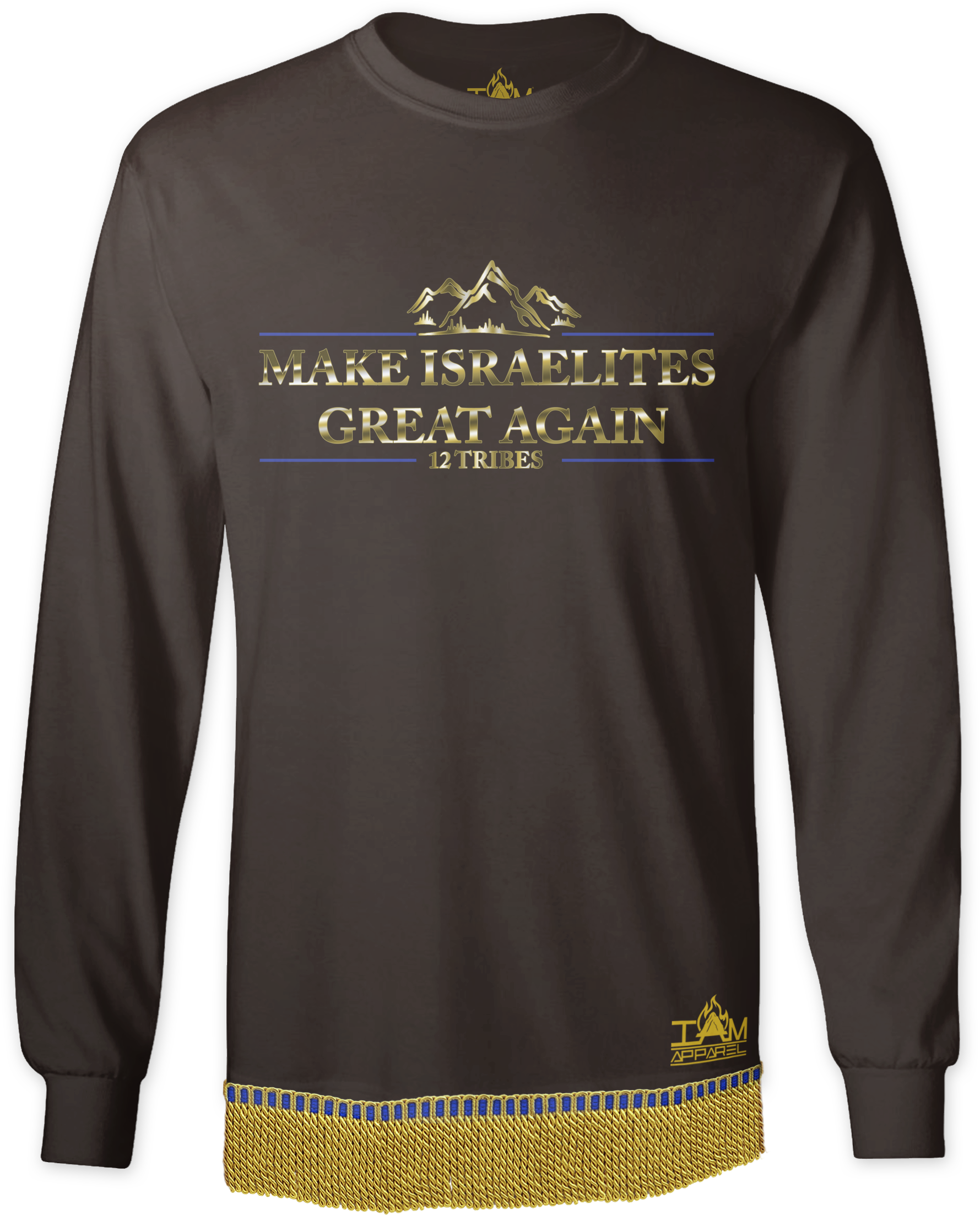 Make Israelites Great Again "GOLDEN SERIES" Long Sleeved T-shirt with fringe