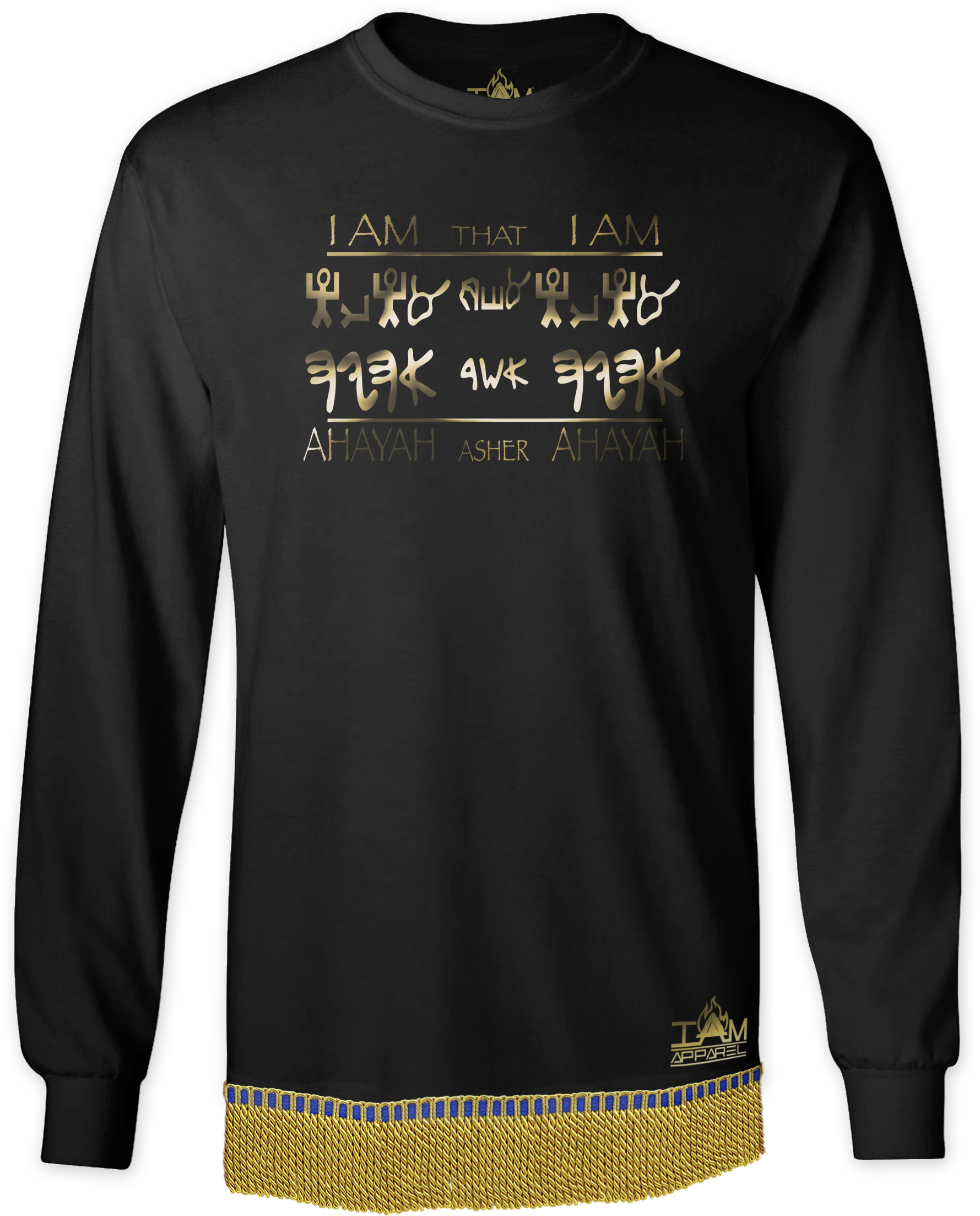 Men's GOLDEN SERIES "Ahayah Design" Long Sleeved T-shirt with fringe 00202