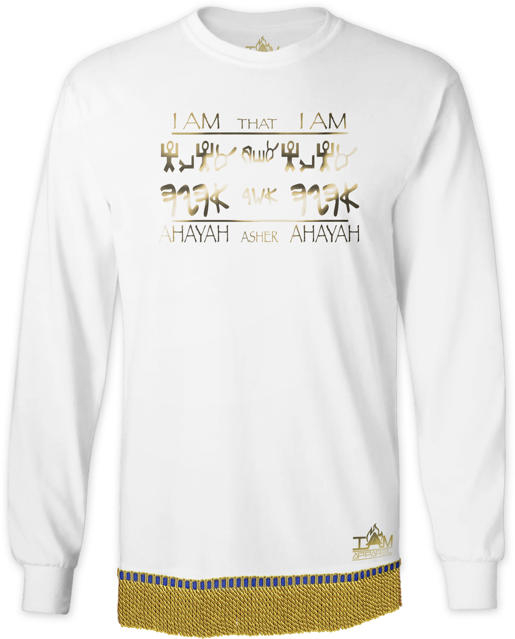 Men's GOLDEN SERIES "Ahayah Design" Long Sleeved T-shirt with fringe