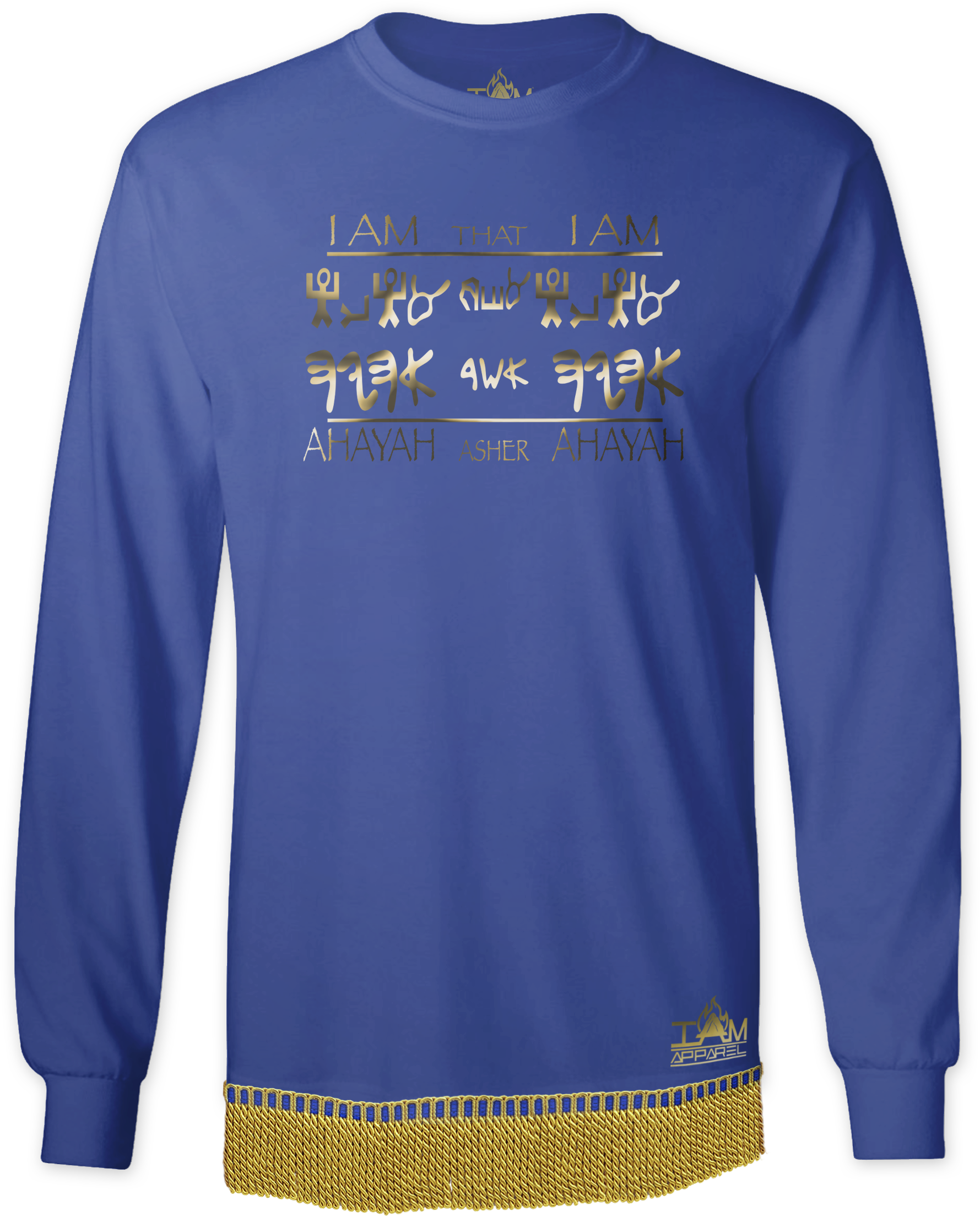 Men's GOLDEN SERIES "Ahayah Design" Long Sleeved T-shirt with fringe