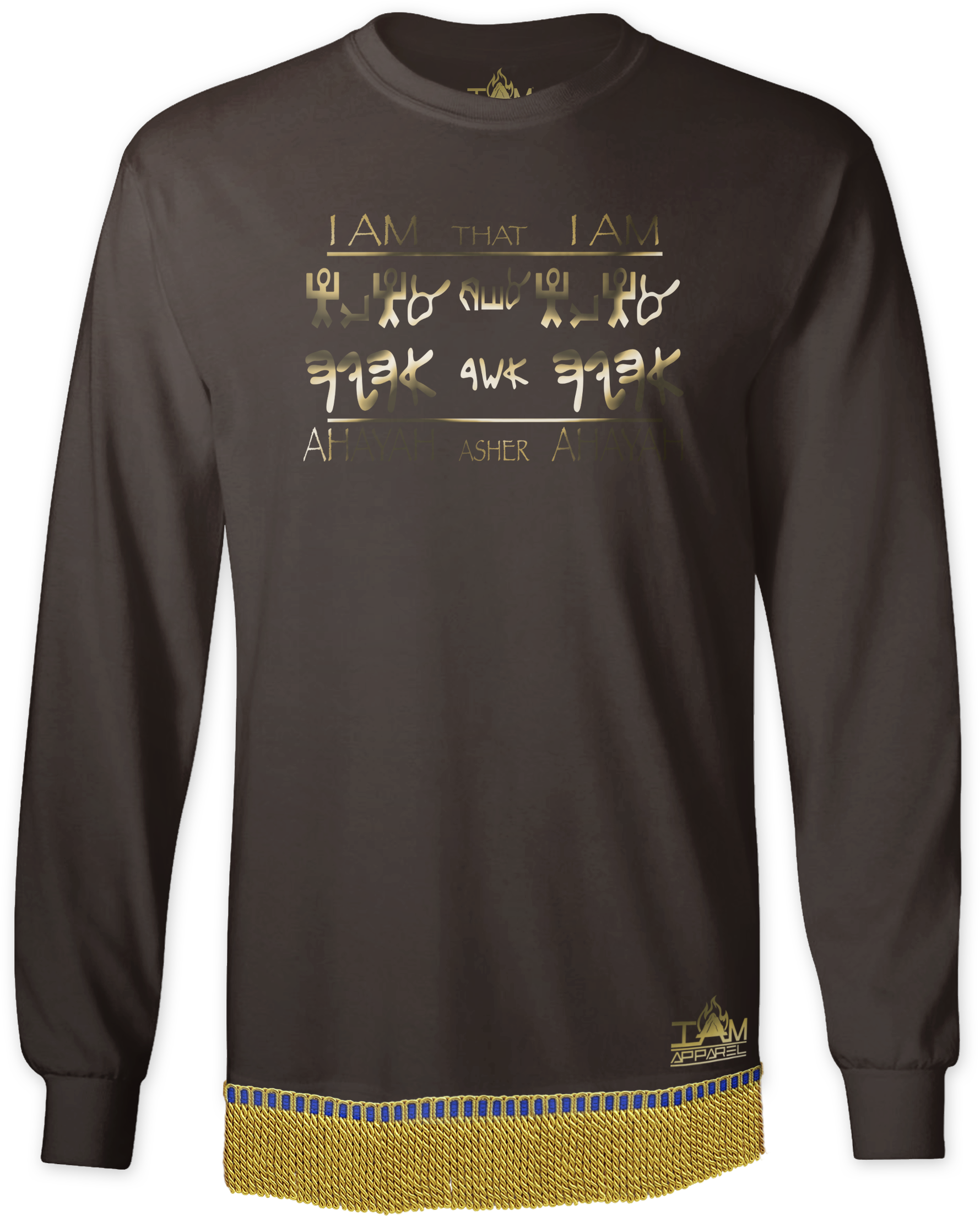 Men's GOLDEN SERIES "Ahayah Design" Long Sleeved T-shirt with fringe