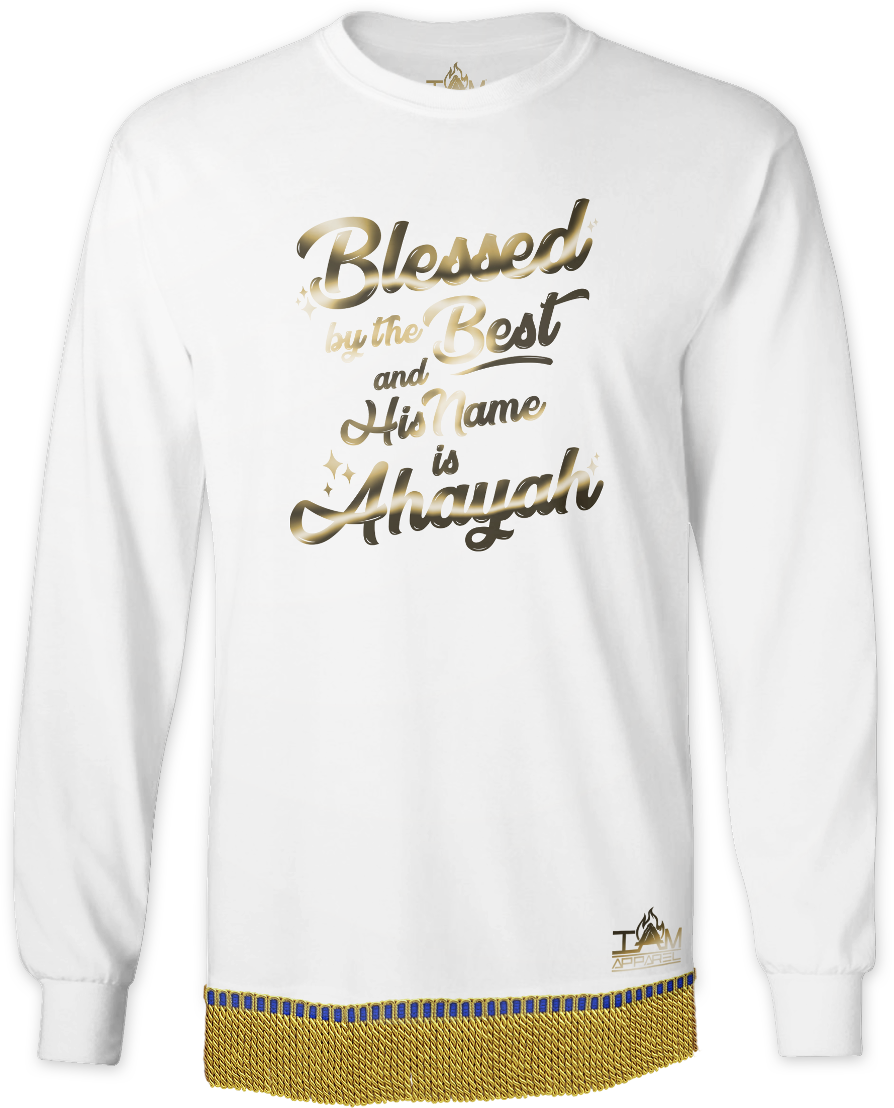 Men's GOLDEN SERIES "Blessed by the Best" Long Sleeved T-shirt with fringe 00203