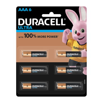 Duracell Ultra AAA, 6 Batteries, 1.5V Alkaline Duracell Ultra AAA, 6 Batteries, 1.5V Alkaline