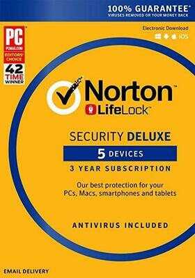 Norton Security Deluxe, 5 Devices, 36 Months Norton Security Deluxe, 5 Devices, 36 Months