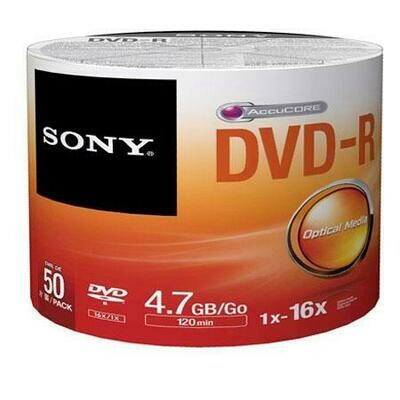 Sony DVD-R Optical Media, Pack of 50-disk Sony DVD-R Optical Media, Pack of 50-disk