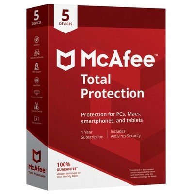 5 User, 1 Year, McAfee Total Protection 5 User, 1 Year, McAfee Total Protection