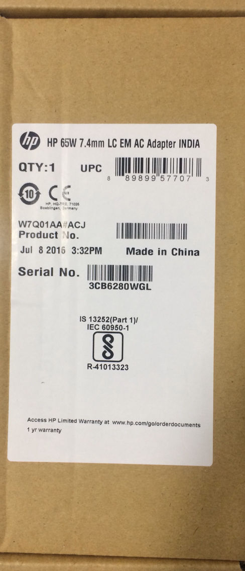 HP 65W 7.4mm Smart AC Adapter, Laptop Charger