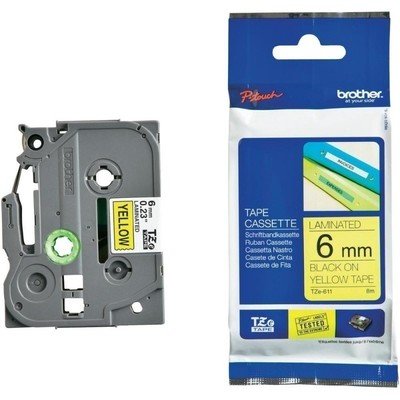 Brother TZe-611 Black on Yellow 6mm Label Tape Brother TZe-611 Black on Yellow 6mm Label Tape