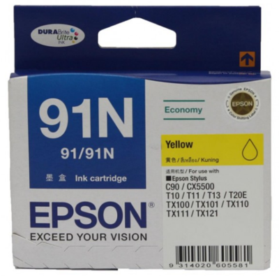 Epson 91N Ink Cartridge, Yellow Epson 91N Ink Cartridge, Yellow