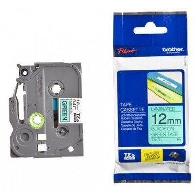 Brother Tze-731 Black on Green 12mm Label Tape Brother Tze-731 Black on Green 12mm Label Tape