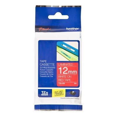 Brother Tze-435 White on Red 12mm X 8mtrs Label Tape Brother Tze-435 White on Red 12mm X 8mtrs Label Tape