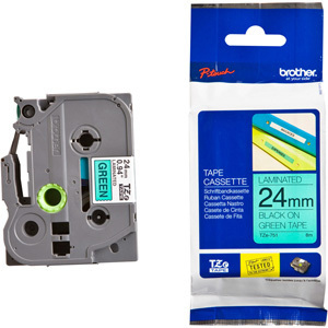 Brother Tze-751 Black on Green 24mm X 8mtrs Label Tape Brother Tze-751 Black on Green 24mm X 8mtrs Label Tape