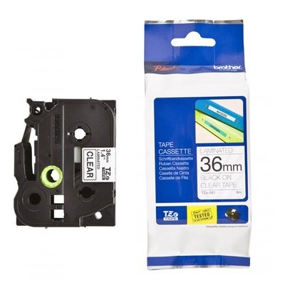 Brother Tze-161 Black on Clear 36mm X 8mtrs Label Tape Brother Tze-161 Black on Clear 36mm X 8mtrs Label Tape