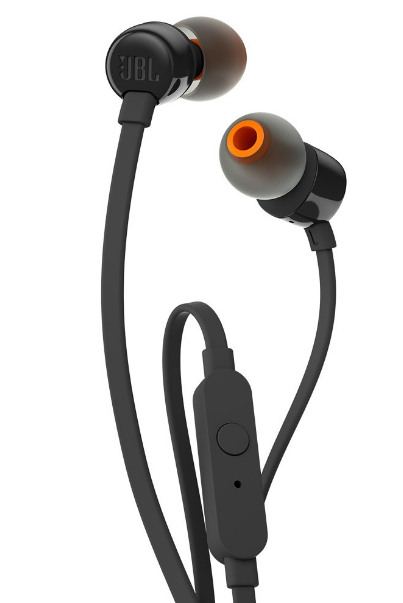 JBL T110 In-Ear Headphones with Mic, Black T110-Black HSN:85183000
