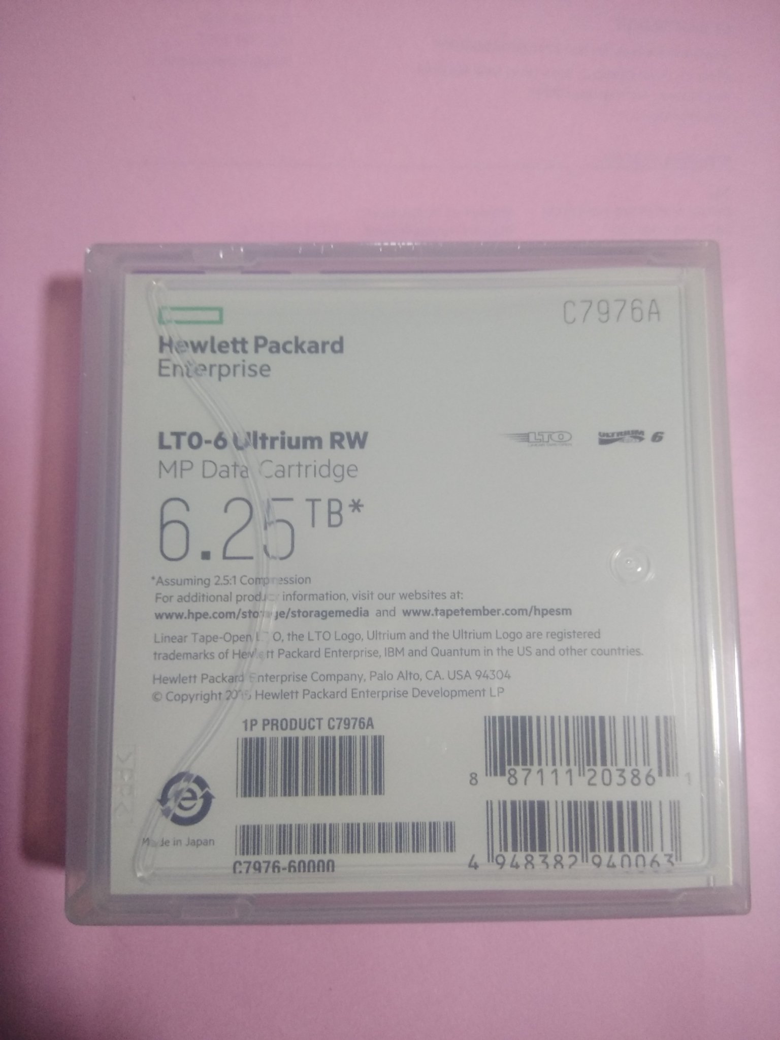 HP LTO 6 Tape Data Cartridge, 6.25tb