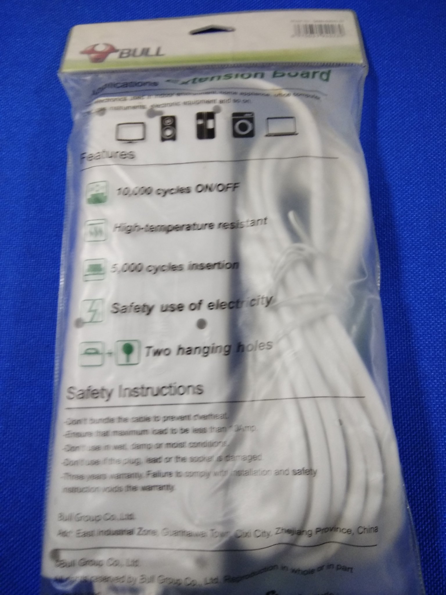 Bull 4 Sockets & 4 Switch 5 Meter Extension Board