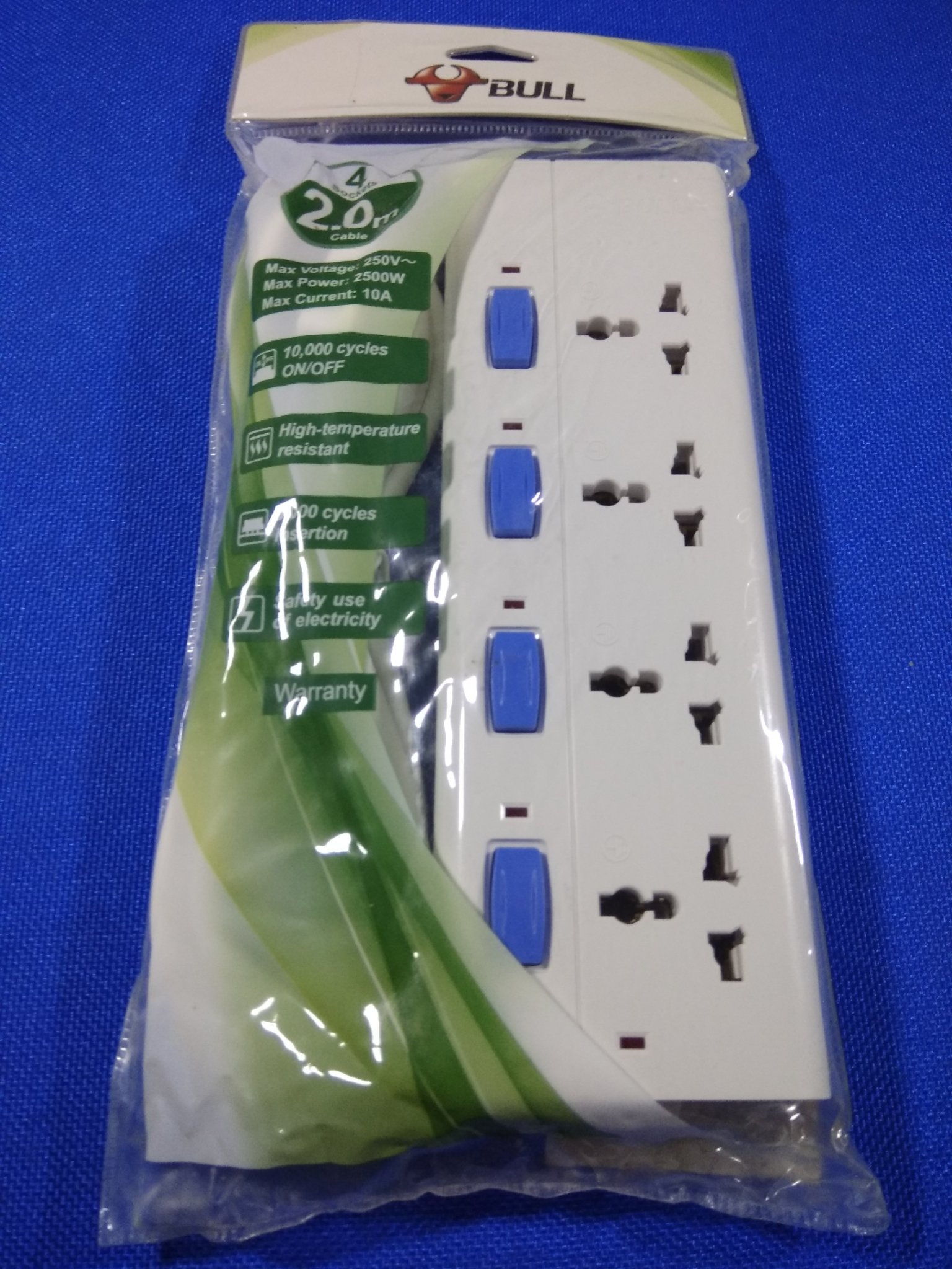 Bull 4 Sockets & 4 Switch 2 Meter Extension Board