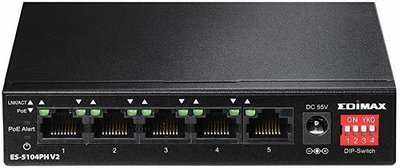 Edimax 5 Port Fast Ethernet Switch With 4 PoE+ Ports, ES-5104PH V2 Edimax 5 Port Fast Ethernet Switch With 4 PoE+ Ports, ES-5104PH V2
