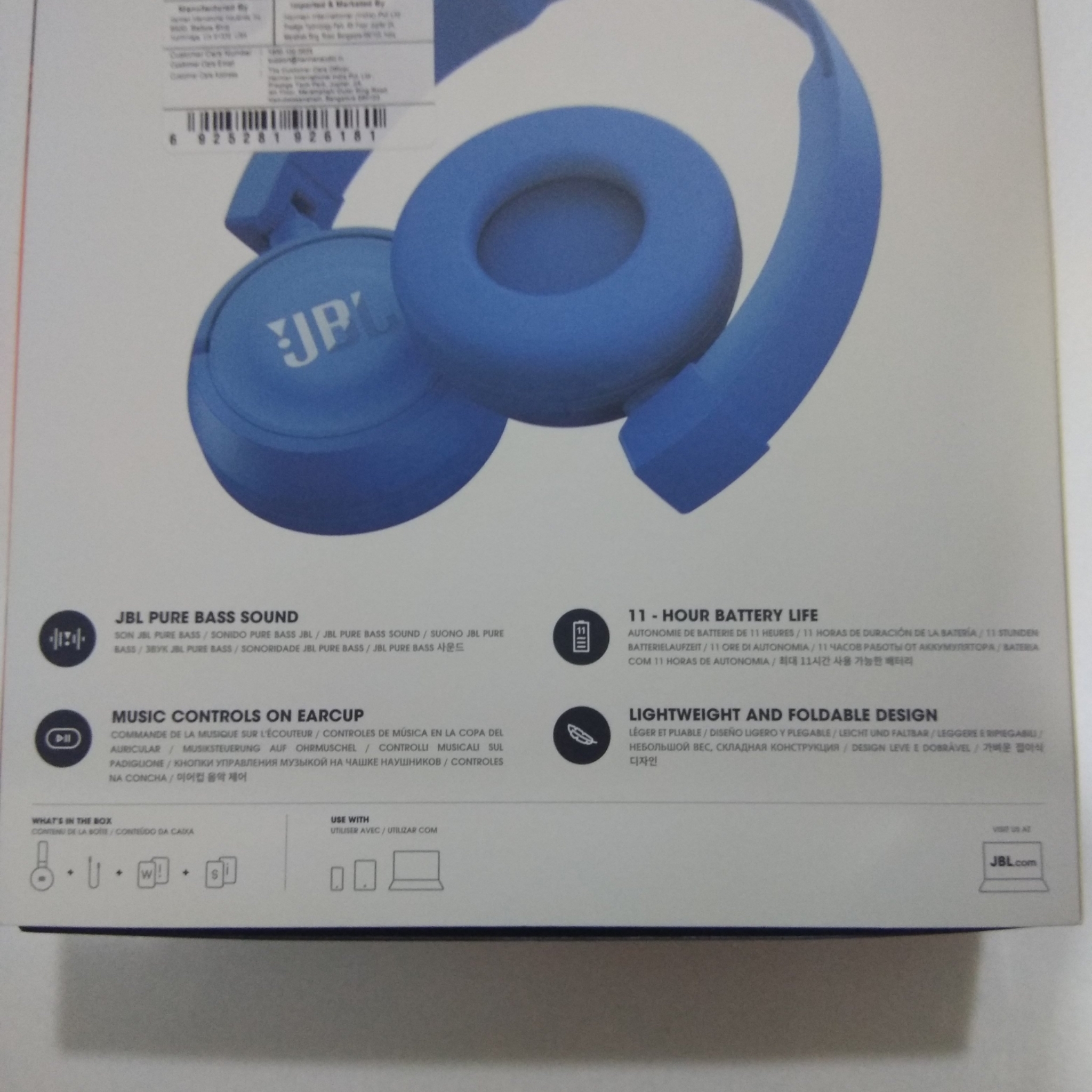 JBL T460BT Wireless Bluetooth on-ear headphones, Blue