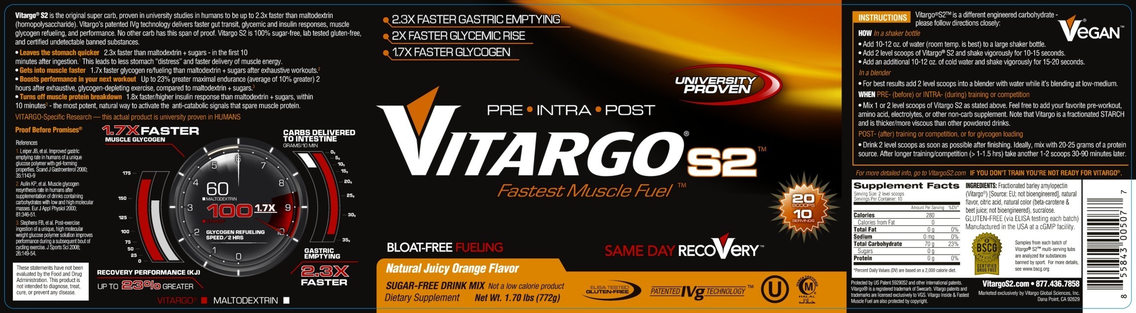 VitargoS2 10 Serving Natural Orange Flavor