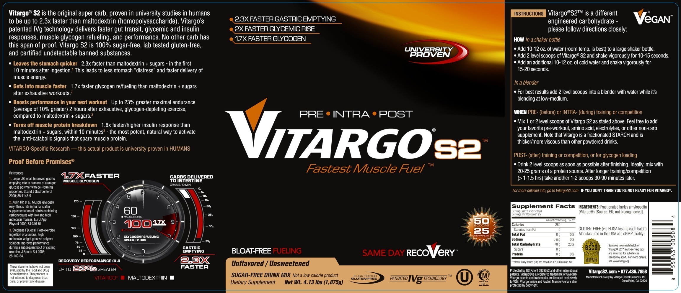 VitargoS2 25 Serving Plain - Unflavored/Unsweetened