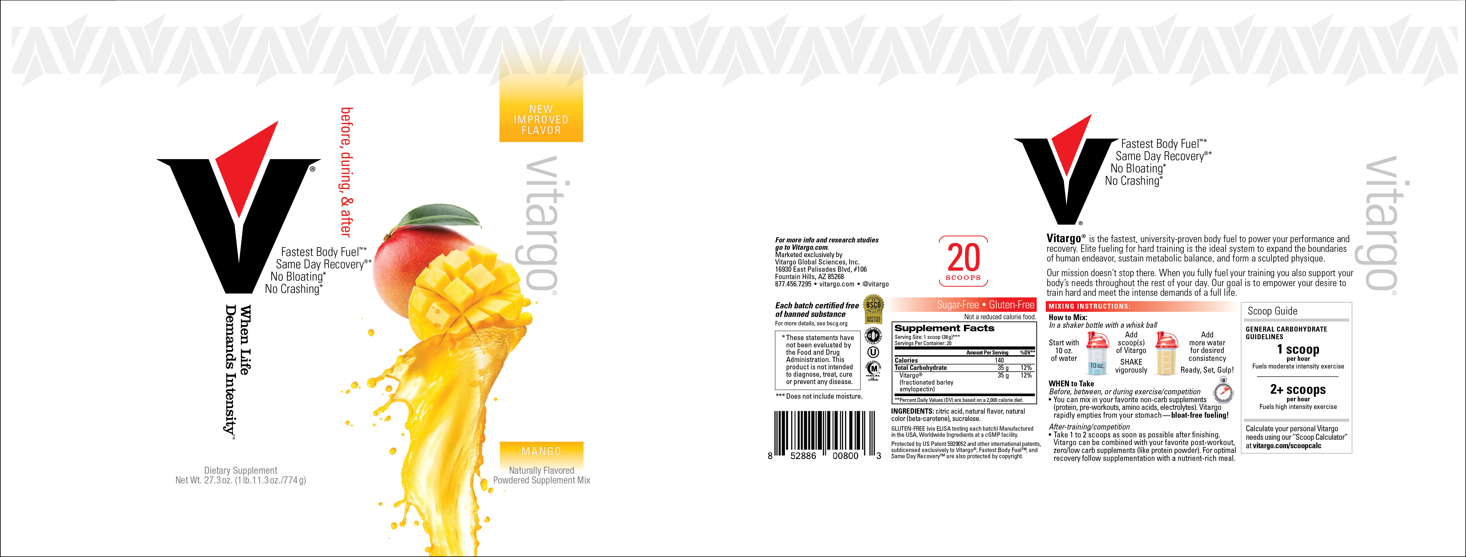Mango 20 Scoops Label